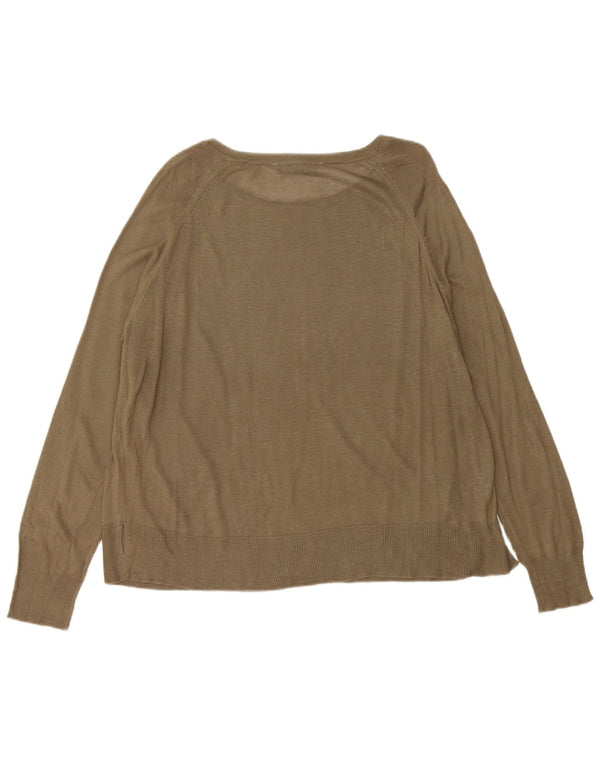 Zara Womens Oversized Boat Neck Jumper Sweater UK 14 Medium Khaki Viscose