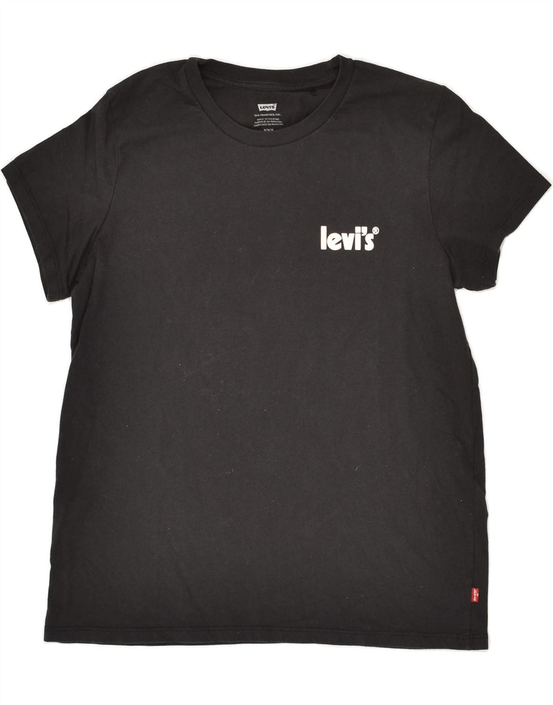 LEVI'S Womens T-Shirt Top UK 14 Medium Black Cotton | Vintage Levi's | Thrift | Second-Hand Levi's | Used Clothing | Messina Hembry 