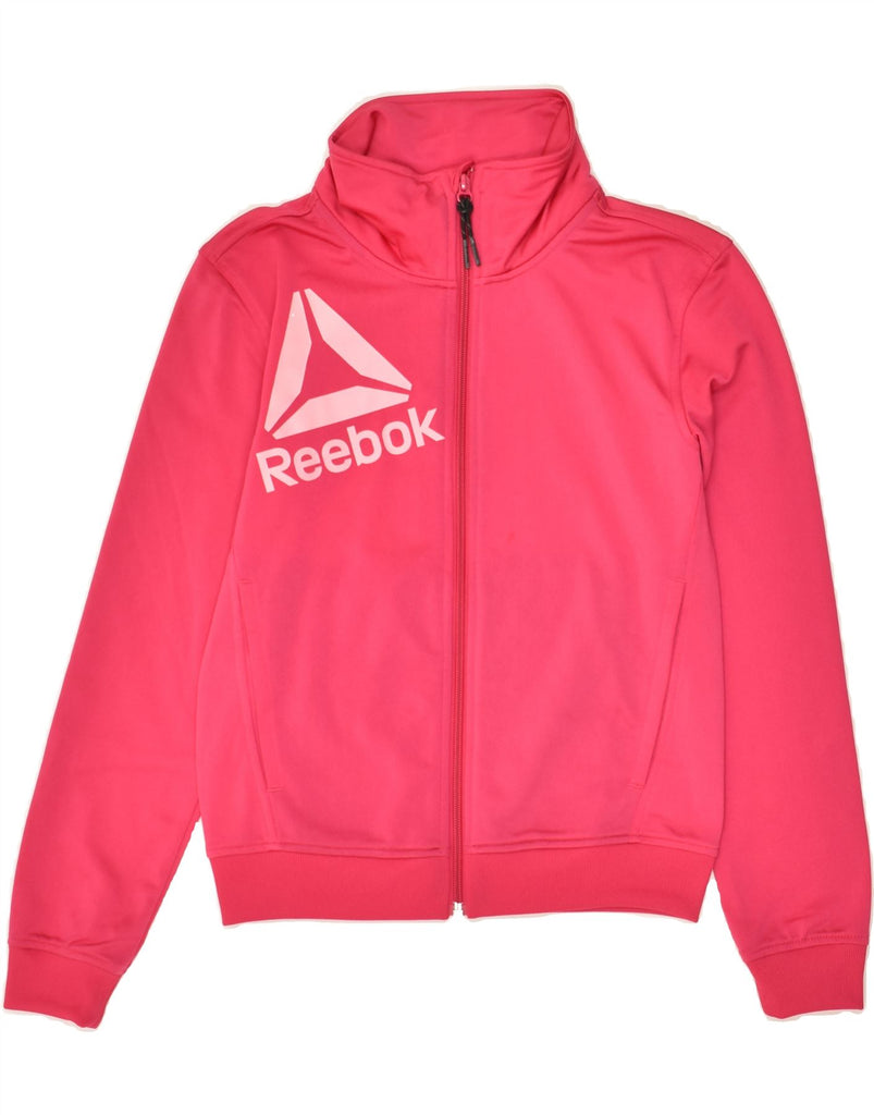 REEBOK Girls Graphic Tracksuit Top Jacket 11-12 Years Pink Polyester | Vintage Reebok | Thrift | Second-Hand Reebok | Used Clothing | Messina Hembry 