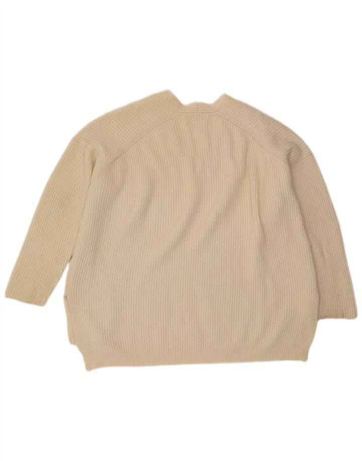 All Saints Womens Oversized V-Neck Jumper Sweater UK 14 Medium Off White