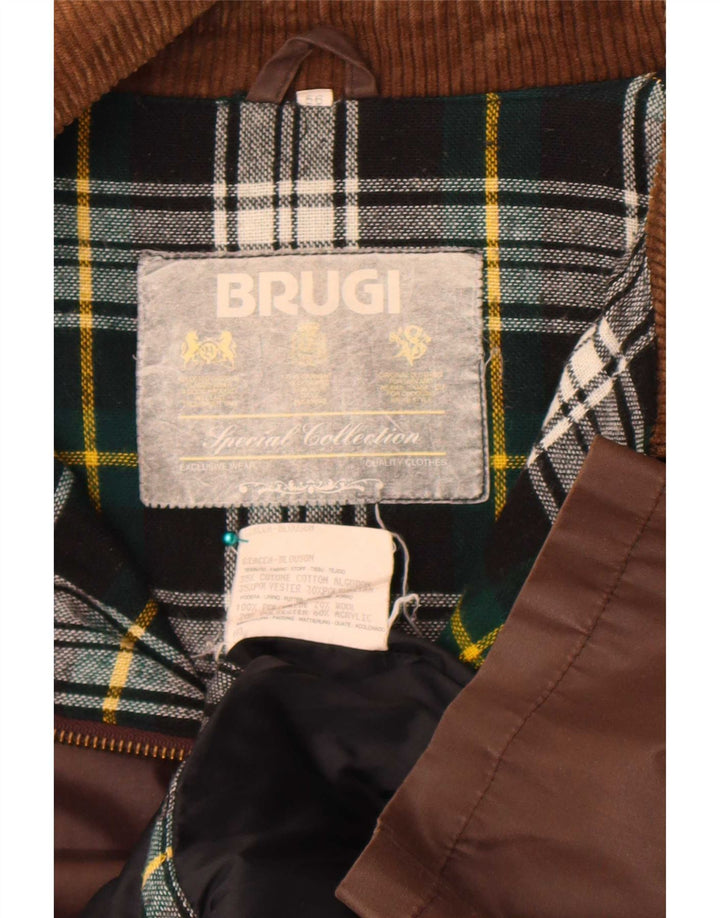 Brugi Mens Waxed Cotton Jacket IT 56 3XL Brown Cotton