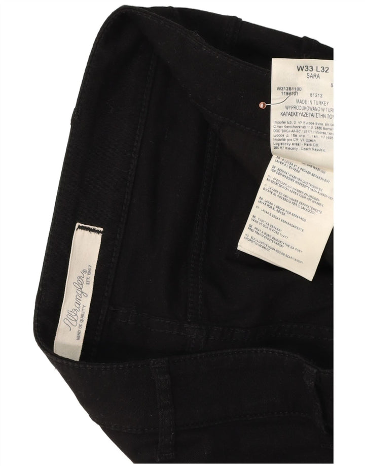 WRANGLER Womens Sara Straight Casual Trousers W33 L32 Black Cotton