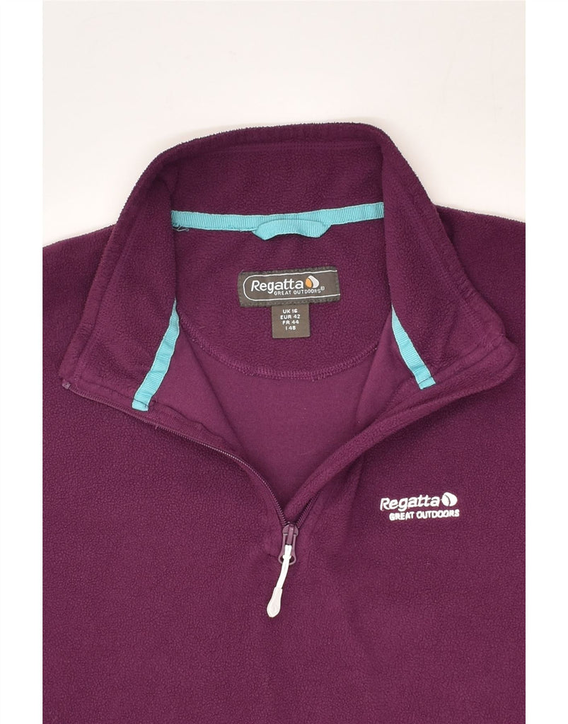 REGATTA Womens Loose Fit Zip Neck Fleece Jumper UK 16 Large Purple | Vintage Regatta | Thrift | Second-Hand Regatta | Used Clothing | Messina Hembry 