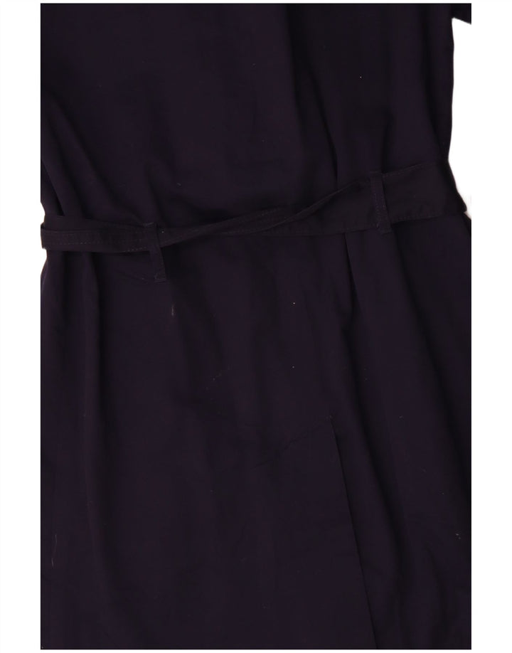 Marks & Spencer Womens Trench Coat UK 14 Medium Navy Blue Cotton