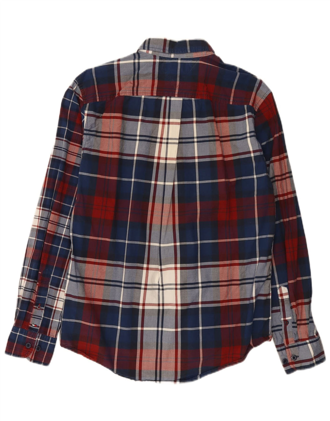 Tommy Hilfiger Mens Regular Fit Shirt Medium Blue Plaid Cotton