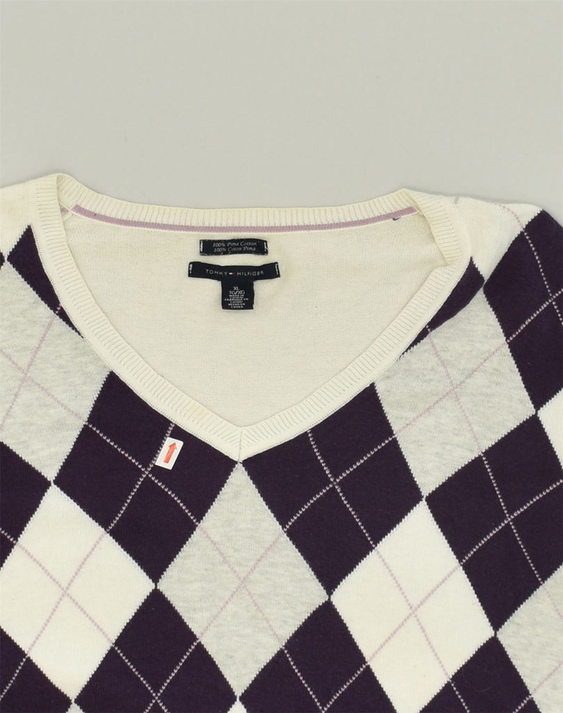 TOMMY HILFIGER Womens V-Neck Jumper Sweater UK 18 XL Off White | Vintage Tommy Hilfiger | Thrift | Second-Hand Tommy Hilfiger | Used Clothing | Messina Hembry 