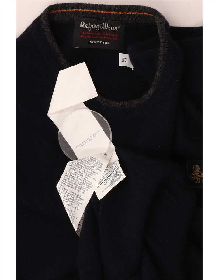Refrigiwear Mens Sixty spa Crew Neck Jumper Sweater Medium Navy Blue Wool