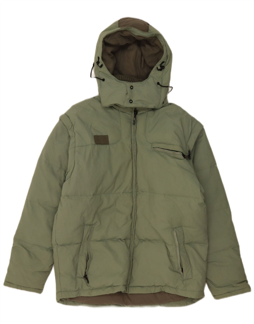 Fila Mens Hooded Loose Fit Padded Jacket UK 36 Small Green Polyester