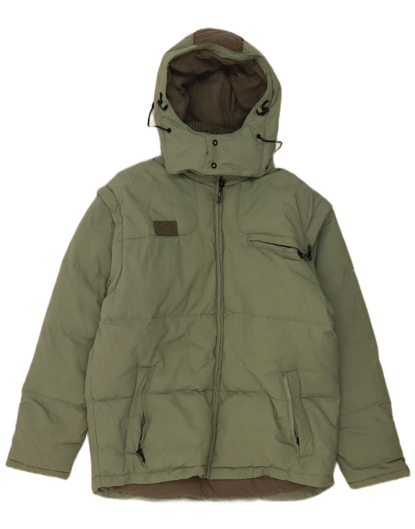 Fila Mens Hooded Loose Fit Padded Jacket UK 36 Small Green Polyester