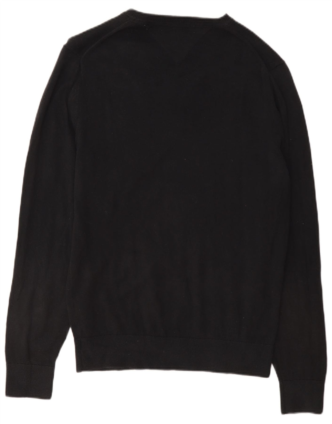 Tommy Hilfiger Mens Regular Fit V-Neck Jumper Sweater Small Black Cotton