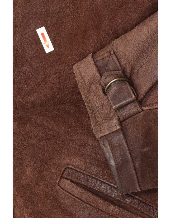 Bayside Mens Leather Jacket UK 42 XL Brown