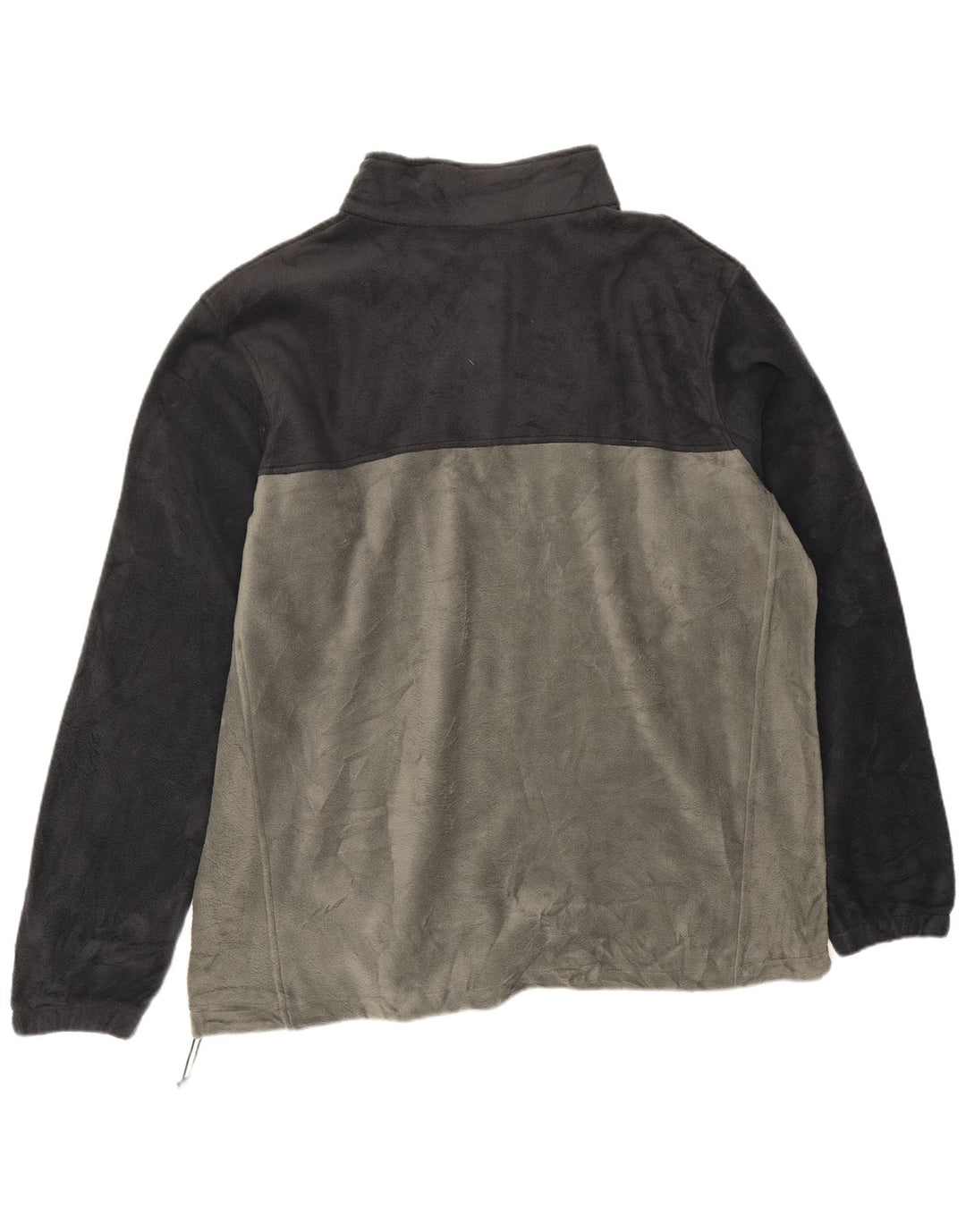 COLUMBIA Mens Zip Neck Fleece Jumper 2XL Grey Colourblock Polyester