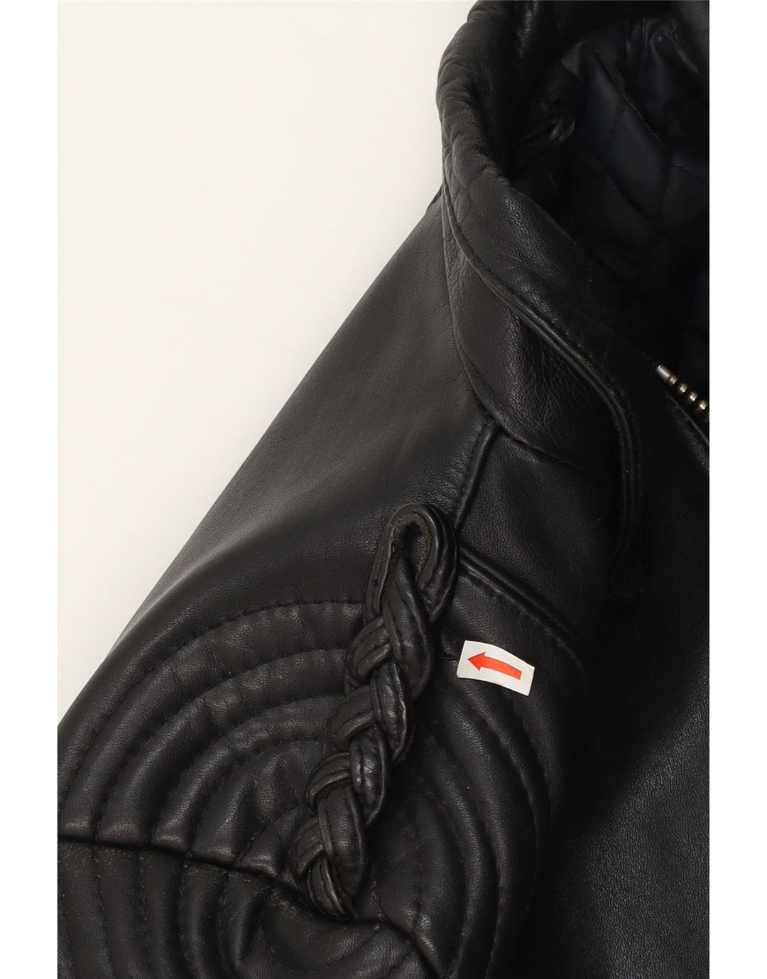 Vintage Womens Leather Biker Jacket IT 44 Medium Black Leather