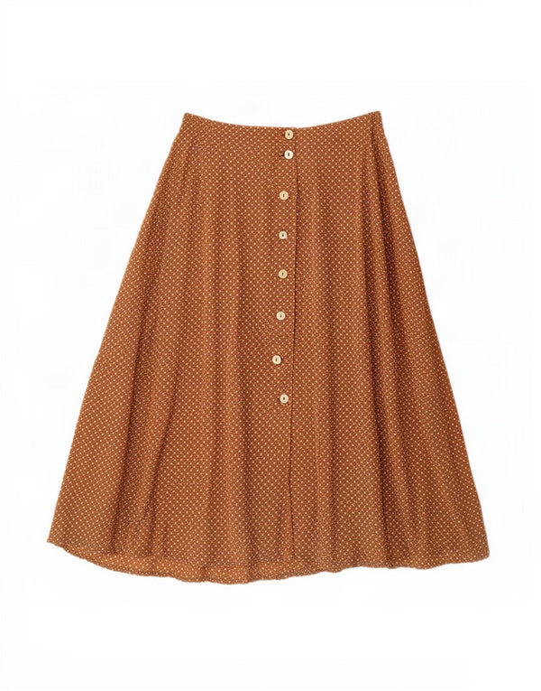 Les Copains Womens Flared Skirt IT 46 Large W32 Brown Spotted Acetate