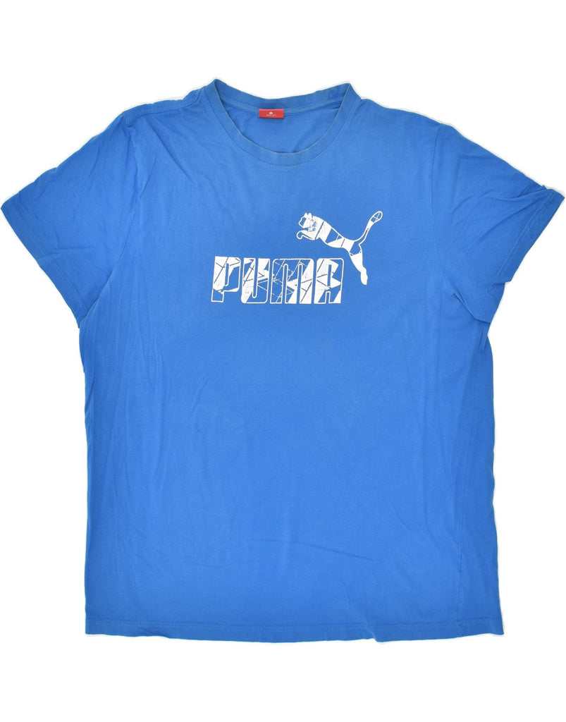 PUMA Mens Graphic T-Shirt Top 2XL Blue Cotton | Vintage Puma | Thrift | Second-Hand Puma | Used Clothing | Messina Hembry 