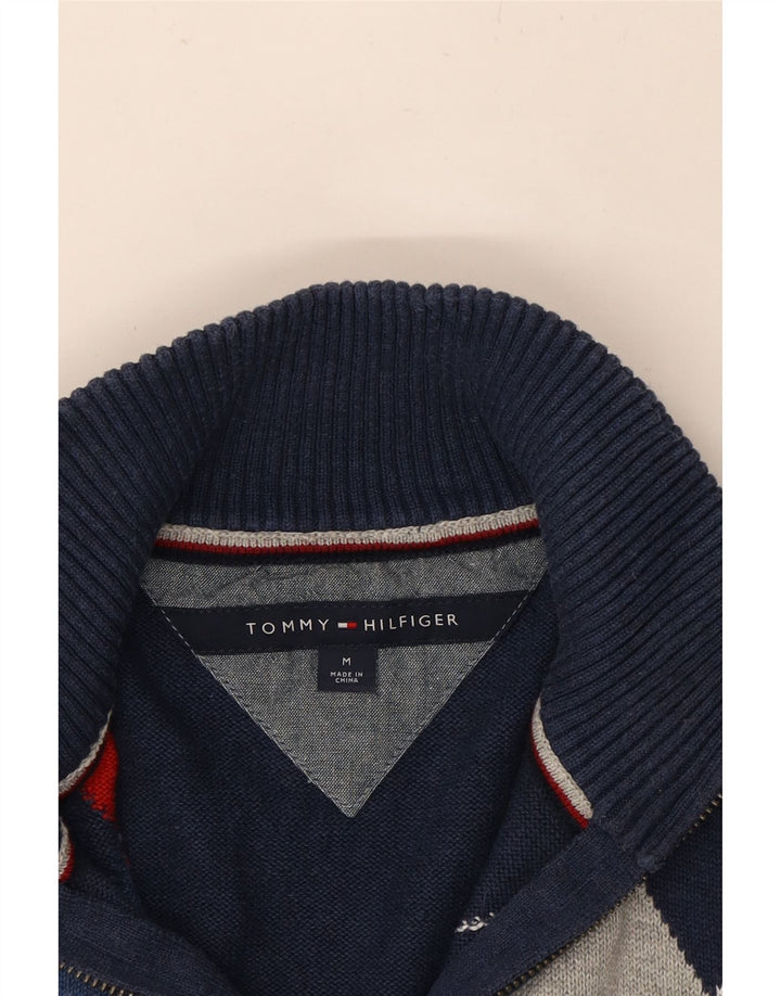 TOMMY HILFIGER Mens Zip Neck Jumper Sweater Medium Navy Blue Vintage Tommy Hilfiger and Second-Hand Tommy Hilfiger from Messina Hembry 