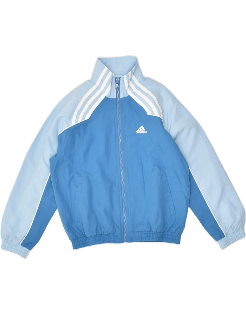 ADIDAS Boys Tracksuit Top Jacket 7-8 Years Blue Colourblock Polyester | Vintage Adidas | Thrift | Second-Hand Adidas | Used Clothing | Messina Hembry 