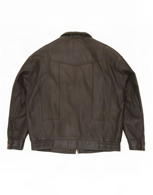 Vintage Mens Leather Jacket IT 56 3XL Black