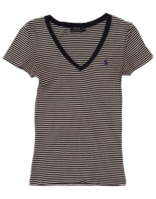 Ralph Lauren Womens Short Sleeve T-Shirt Top UK 4 XS Navy Blue Nautical