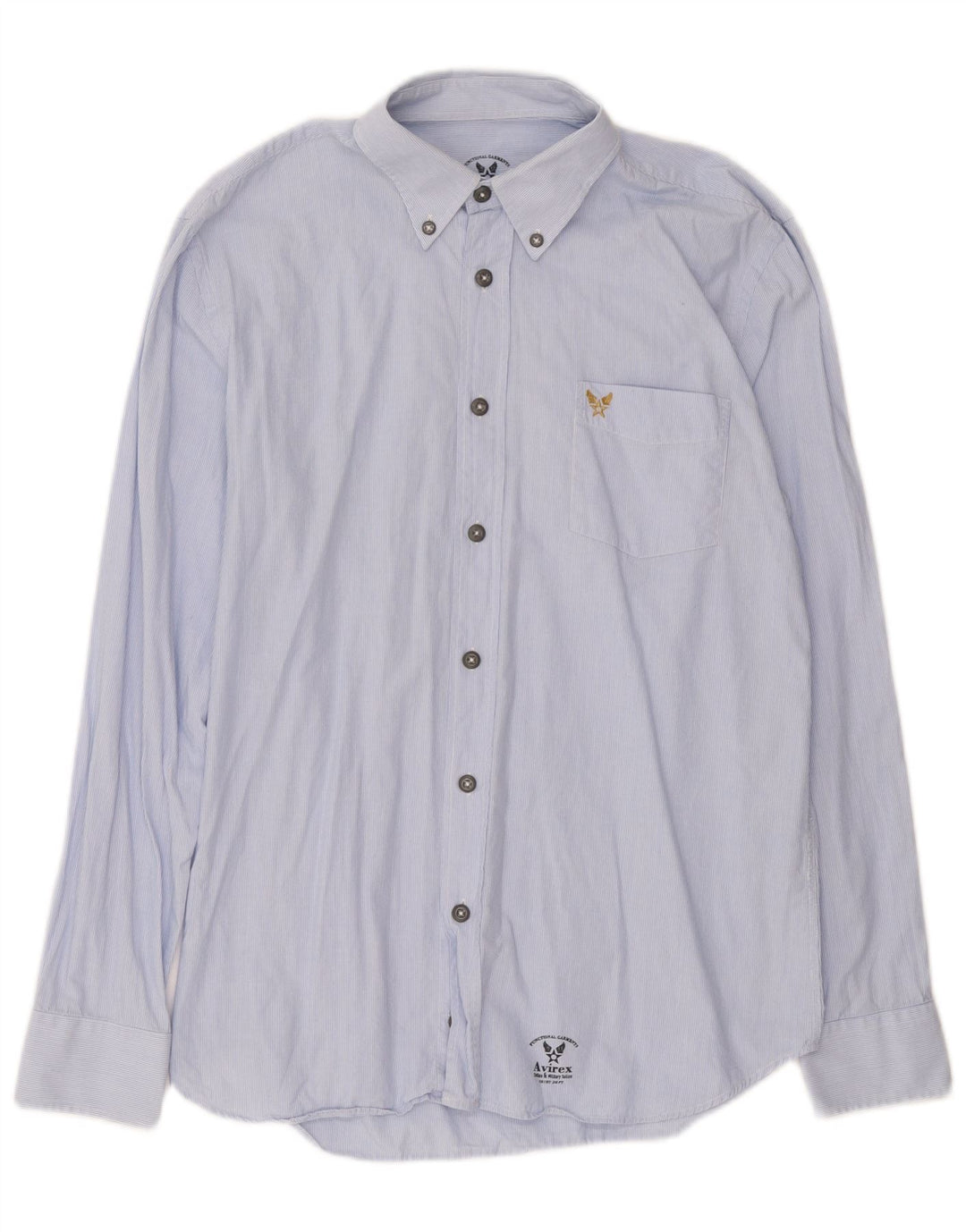Avirex Mens Shirt Medium Blue Pinstripe