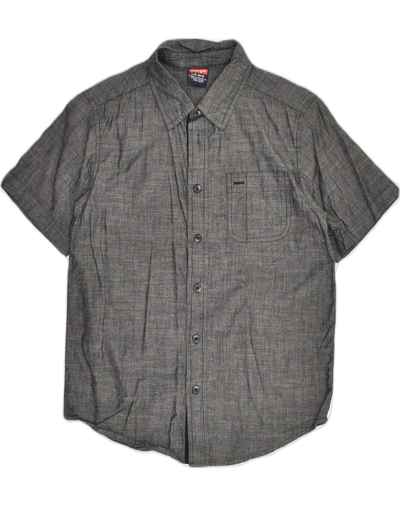 WRANGLER Boys Short Sleeve Shirt 10-11 Years Grey Cotton | Vintage Wrangler | Thrift | Second-Hand Wrangler | Used Clothing | Messina Hembry 