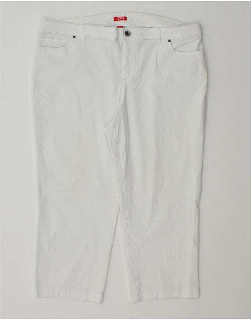 IZOD Womens Slim Capri Trousers US 14 XL W34 L20 White Rayon Vintage Izod and Second-Hand Izod from Messina Hembry 