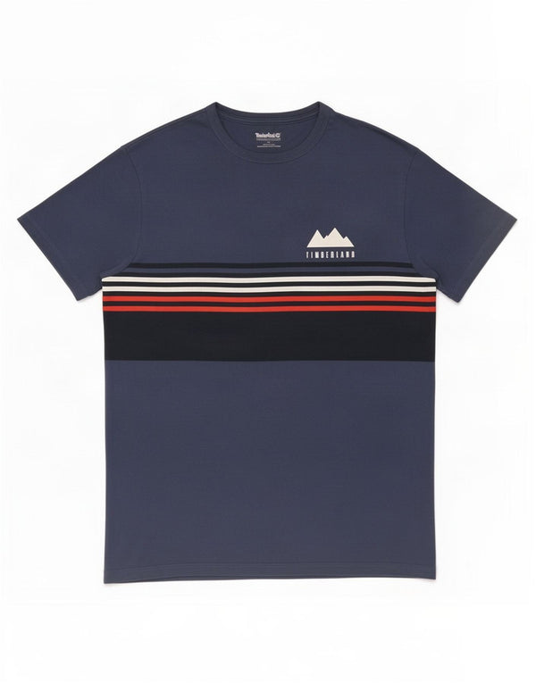 Timberland Mens T-Shirt Top Small Navy Blue Colourblock Cotton