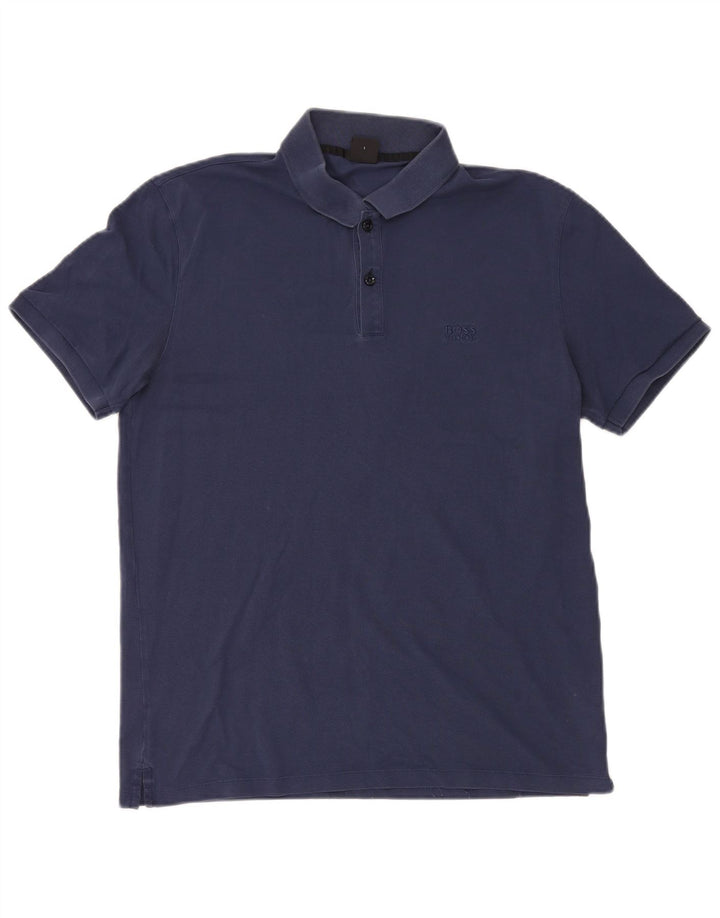 Hugo Boss Mens Polo Shirt Large Navy Blue Cotton