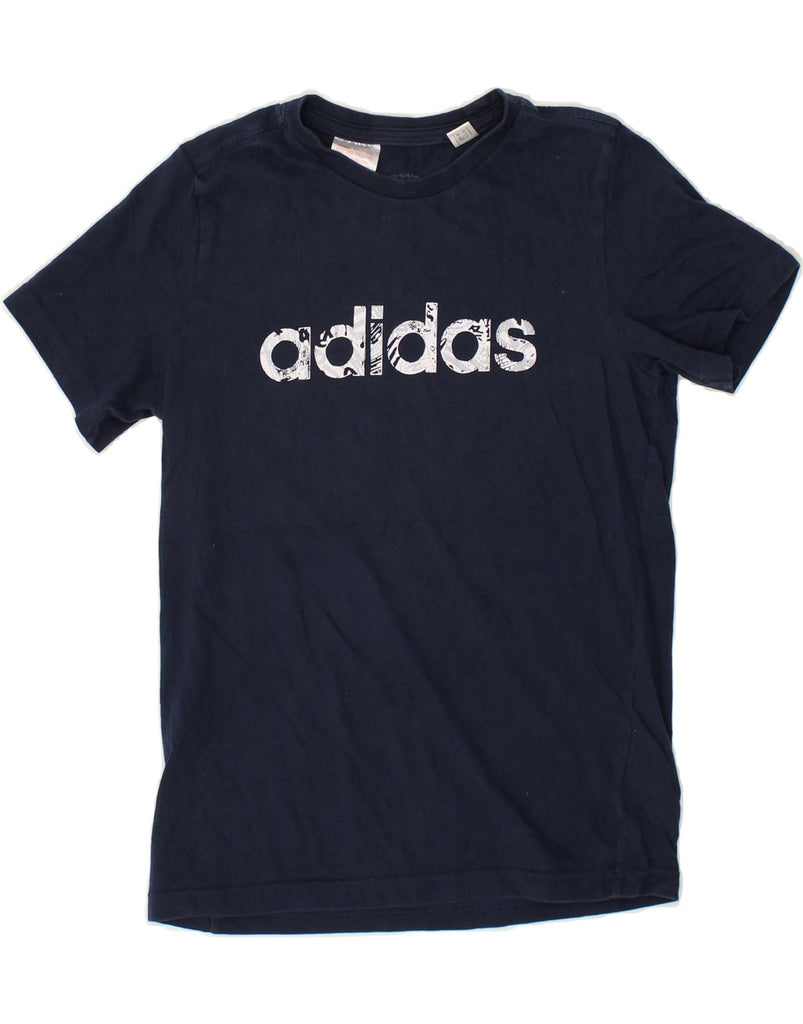 ADIDAS Boys Graphic T-Shirt Top 9-10 Years Navy Blue Cotton | Vintage Adidas | Thrift | Second-Hand Adidas | Used Clothing | Messina Hembry 