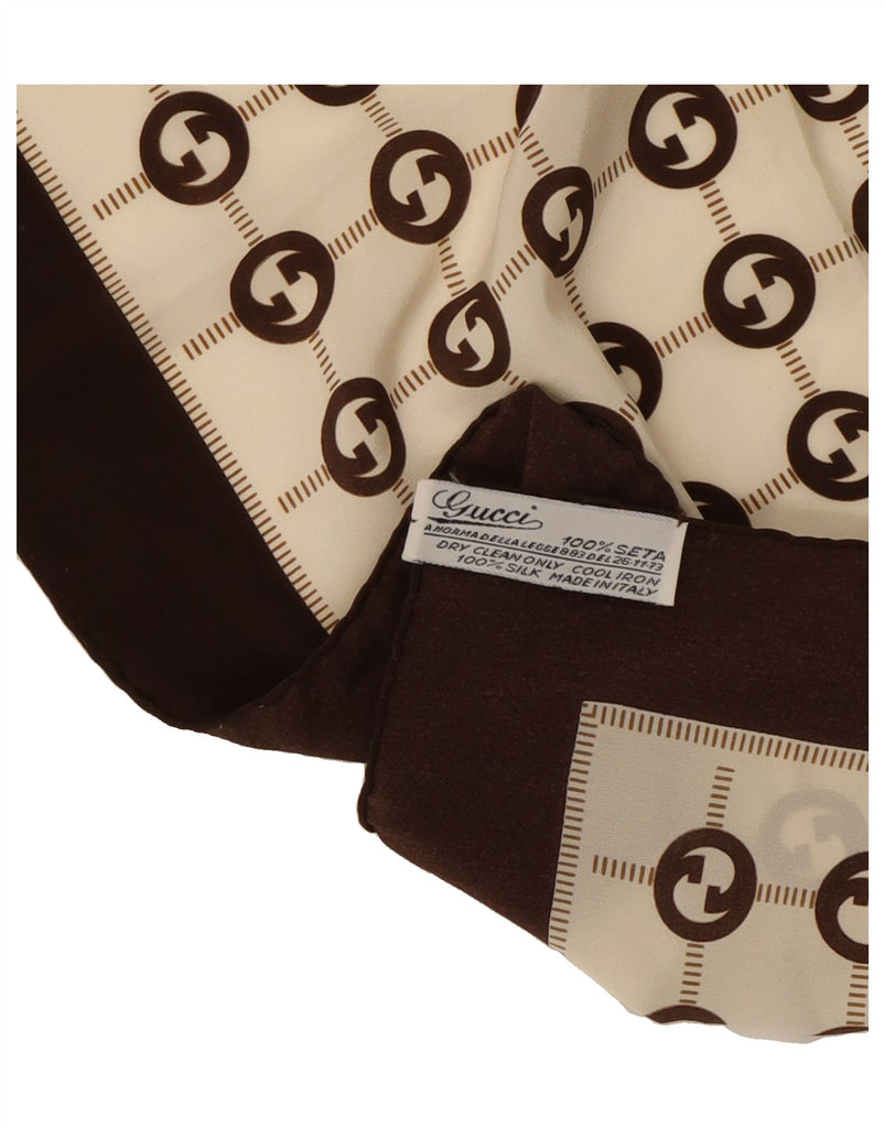GUCCI Womens Square Scarf One Size L33 Beige Check Silk Vintage Gucci and Second-Hand Gucci from Messina Hembry 