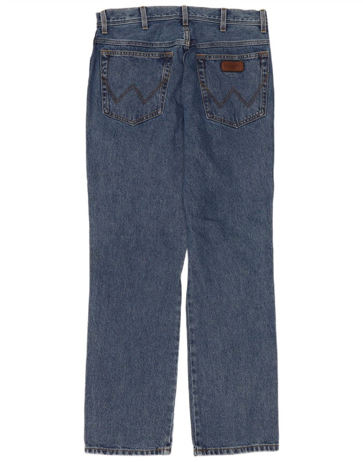 Wrangler Mens Regular Fit Straight Jeans W34 L32 Blue Cotton