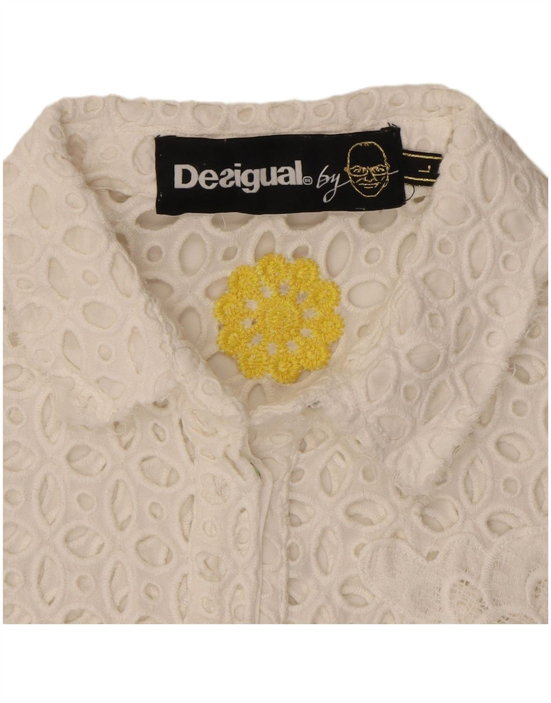 DESIGUAL Womens Shirt Blouse UK 14 Large White Floral