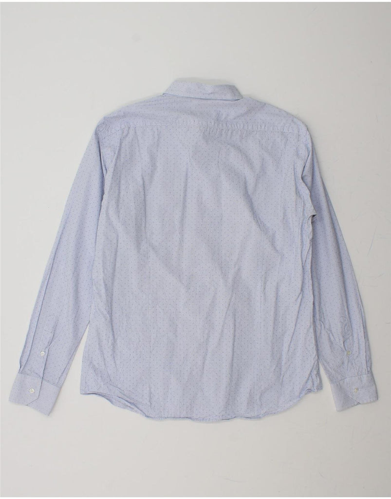 TRUSSARDI Mens Shirt Size 42 Large Blue Spotted Cotton Vintage Trussardi and Second-Hand Trussardi from Messina Hembry 