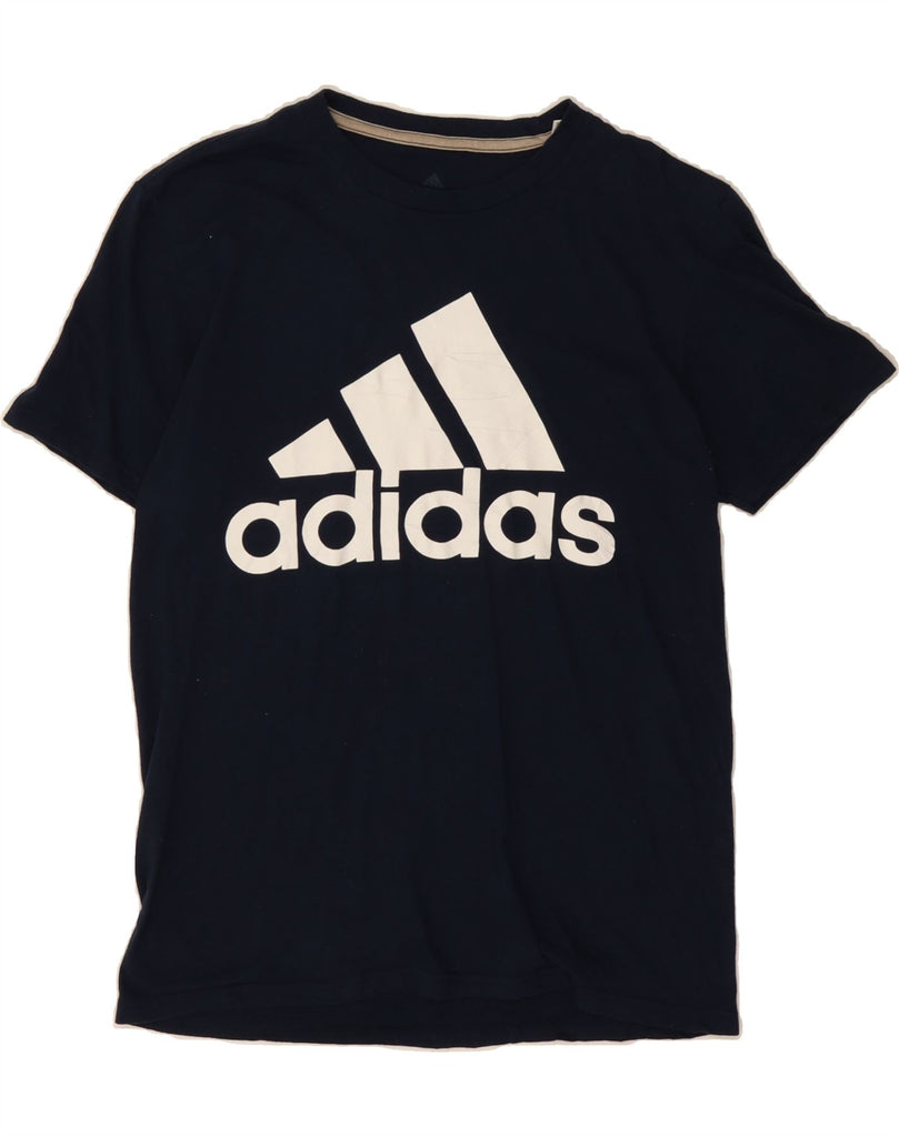 ADIDAS Mens Graphic T-Shirt Top Small Navy Blue Cotton Vintage Adidas and Second-Hand Adidas from Messina Hembry 