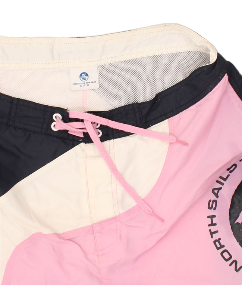 NORTH SAILS Mens Graphic Swimming Shorts Large Pink Colourblock Polyamide | Vintage North Sails | Thrift | Second-Hand North Sails | Used Clothing | Messina Hembry 