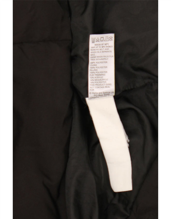 Marks & Spencer Womens Hooded Padded Coat UK 18 XL Black Polyester
