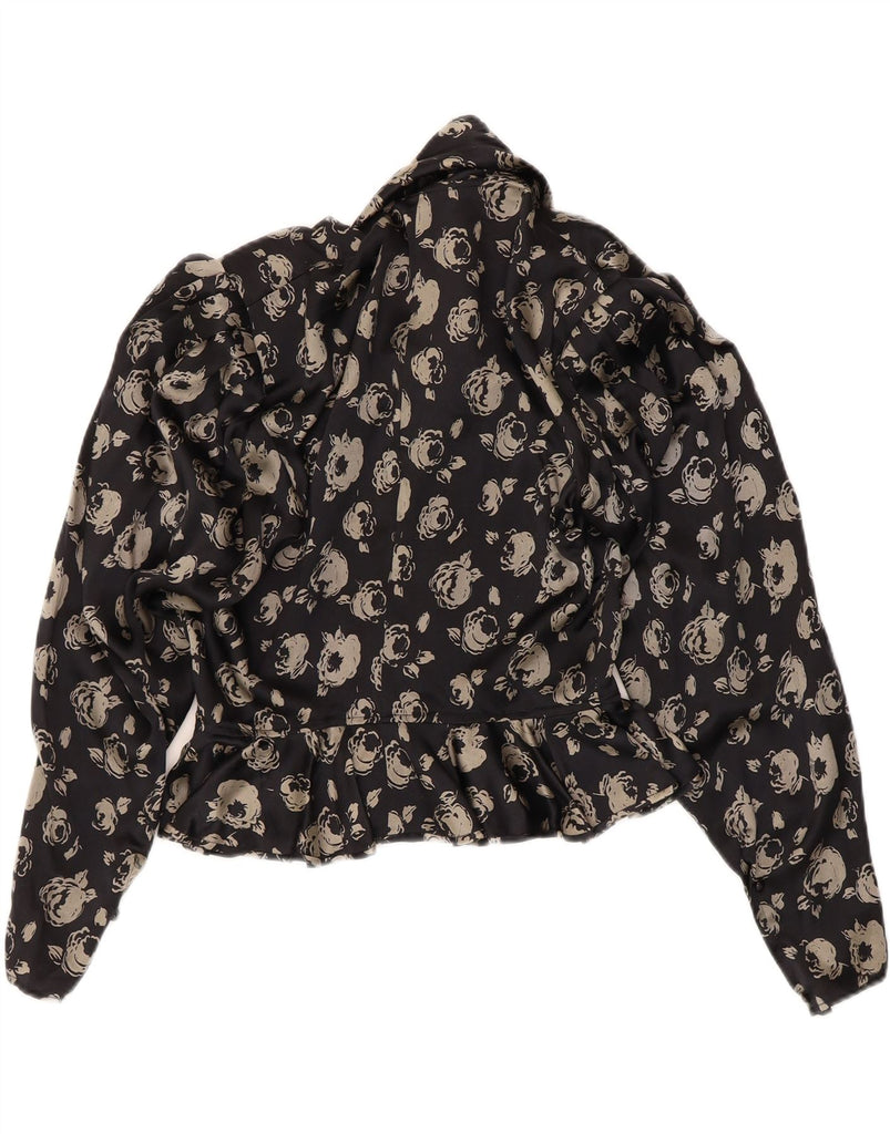 UNGARO SOLO DONNA Womens Crop Shirt Blouse UK 12 Medium Black Floral Vintage Ungaro Solo Donna and Second-Hand Ungaro Solo Donna from Messina Hembry 