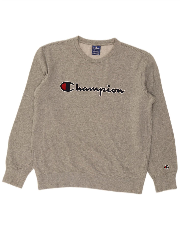 CHAMPION Womens Graphic Sweatshirt Jumper UK 16 Large Grey Cotton