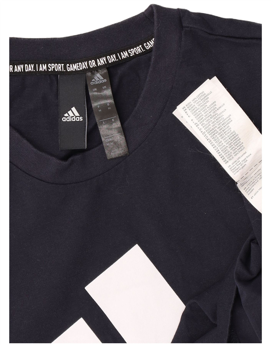 Adidas Mens Graphic T-Shirt Top Medium Navy Blue Cotton