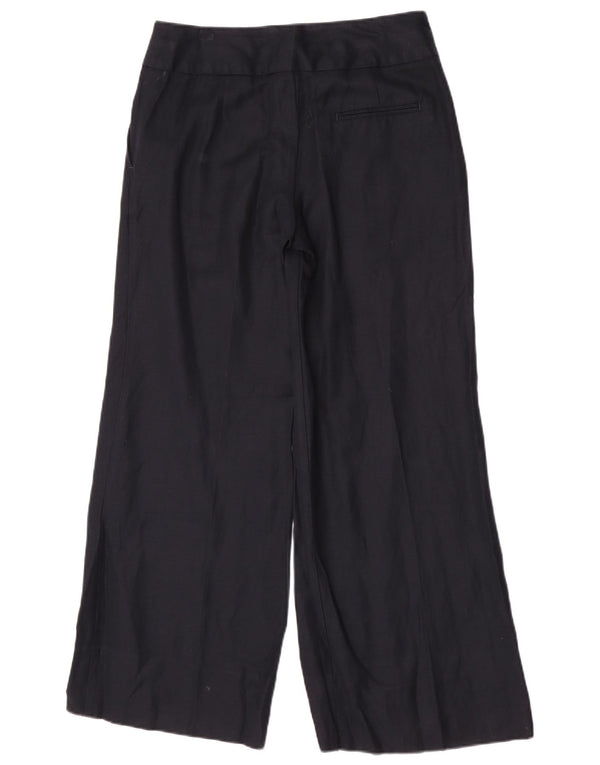 Marks & Spencer Womens Wide Leg Chino Trousers UK 12 Medium W30 L31 Black