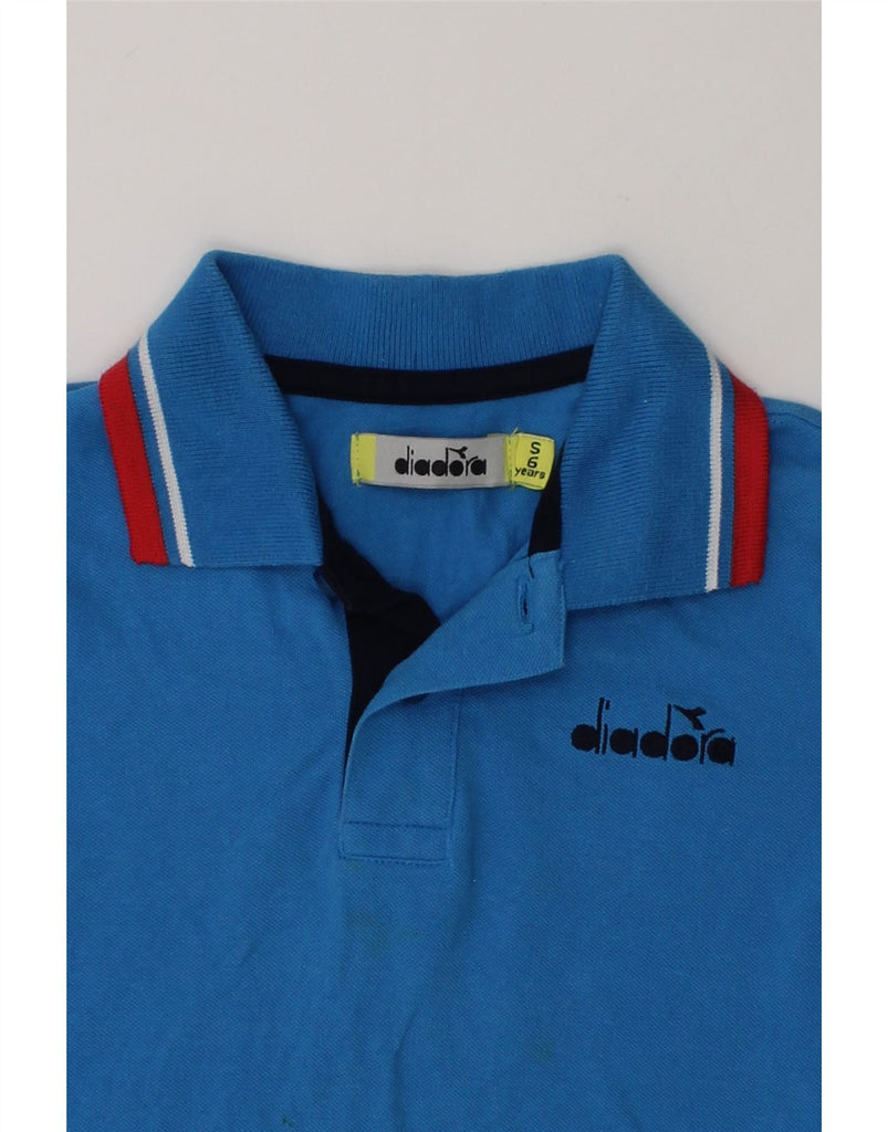 DIADORA Boys Polo Shirt 5-6 Years Small  Blue Cotton | Vintage Diadora | Thrift | Second-Hand Diadora | Used Clothing | Messina Hembry 