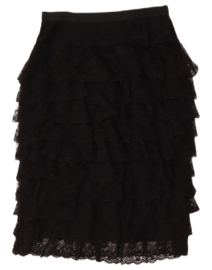 Vintage Womens See Through Tiered Skirt W28 Medium Black