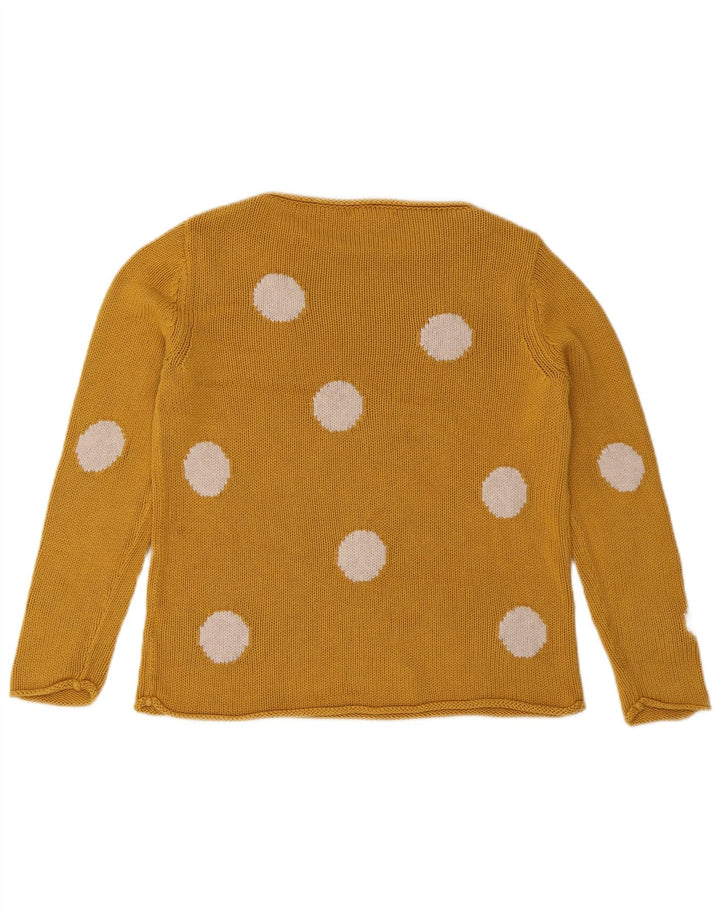WHITE STUFF Womens Boat Neck Jumper Sweater UK 12 Medium Yellow Geometric