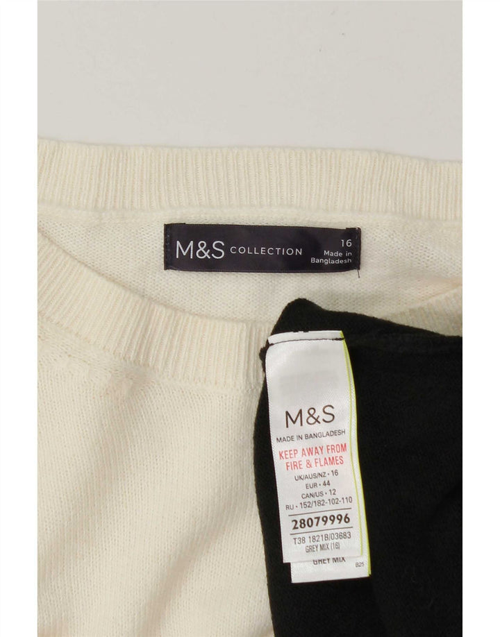 Marks & Spencer Womens Boat Neck Jumper Sweater UK 16 Large Grey