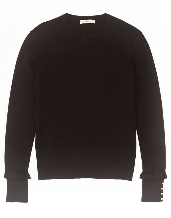 Zara Womens Boat Neck Jumper Sweater UK 12 Medium Black Viscose