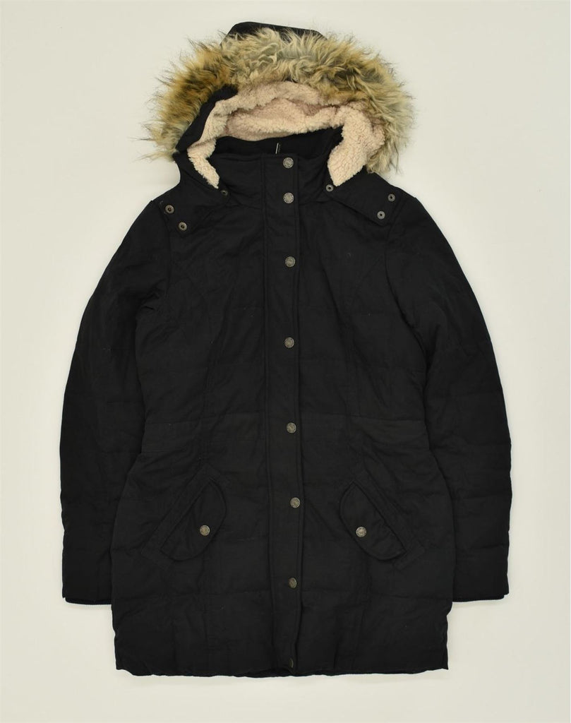 FAT FACE Womens Hooded Parka Jacket UK  12 Medium Black Polyester | Vintage Fat Face | Thrift | Second-Hand Fat Face | Used Clothing | Messina Hembry 