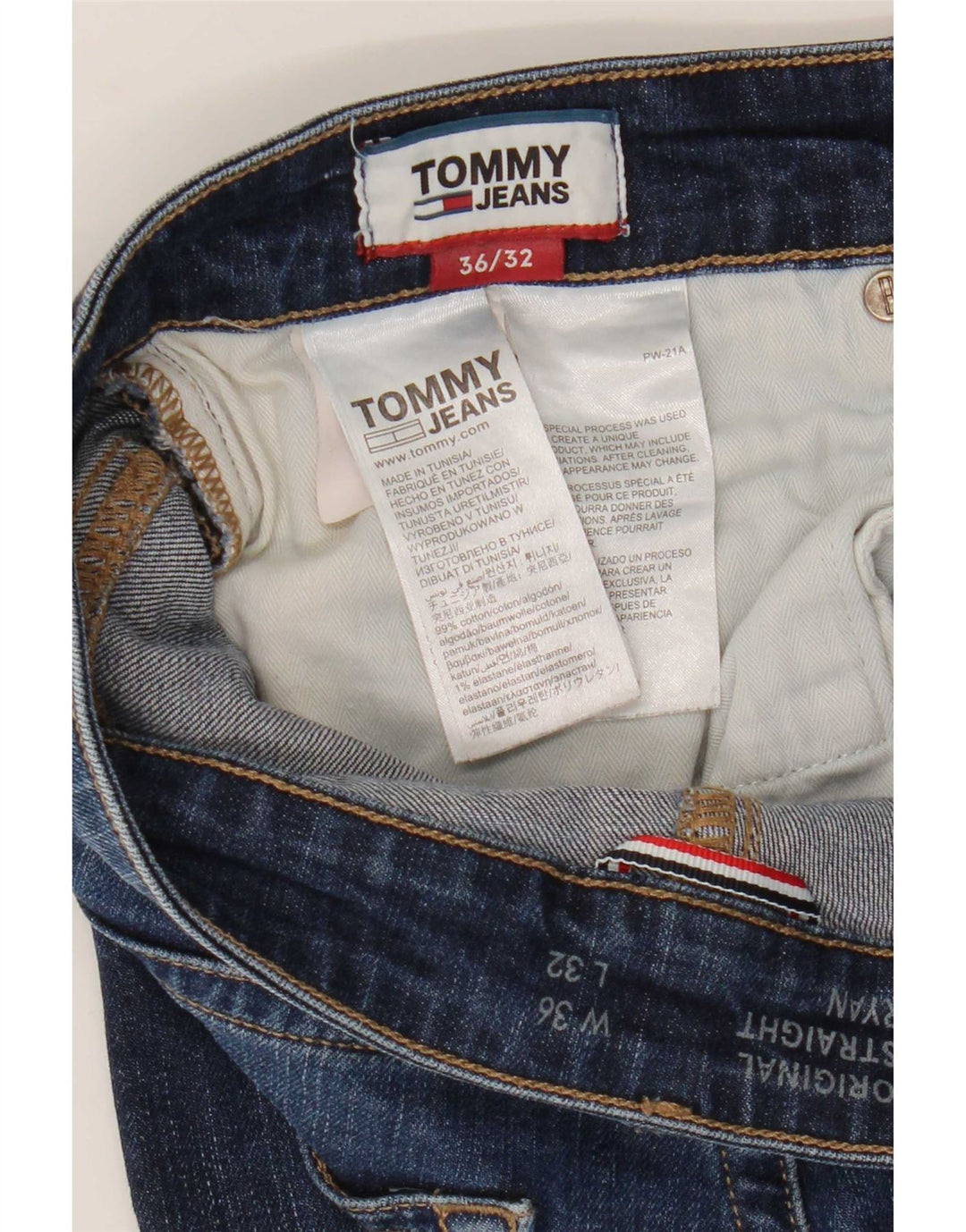 Tommy Hilfiger Mens Ryan Straight Jeans W36 L32 Blue Cotton