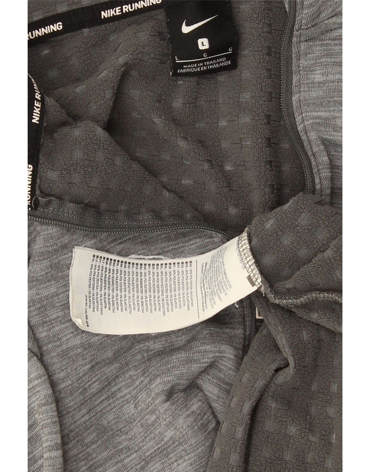 Nike Mens Zip Neck Pullover Tracksuit Top Large Grey Flecked Polyester