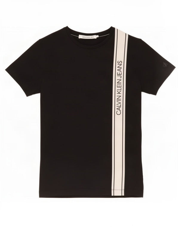 Calvin Klein Jeans Mens Graphic T-Shirt Top Small Black Colourblock Cotton
