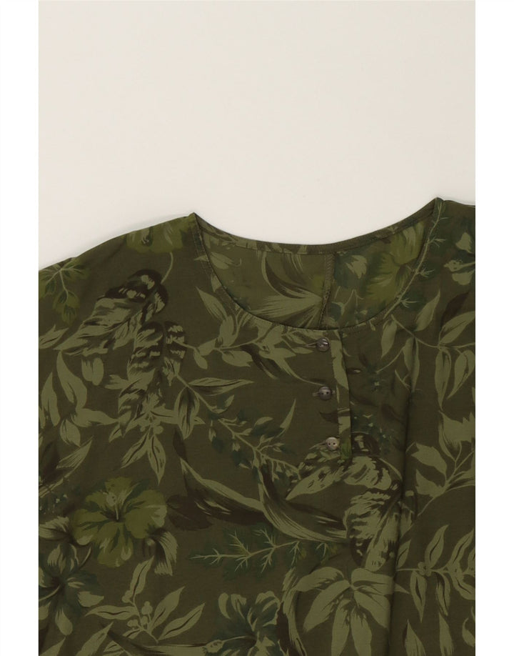VINTAGE Womens Blouse Top UK 16 Large Green Floral Vintage Vintage and Second-Hand Vintage from Messina Hembry 